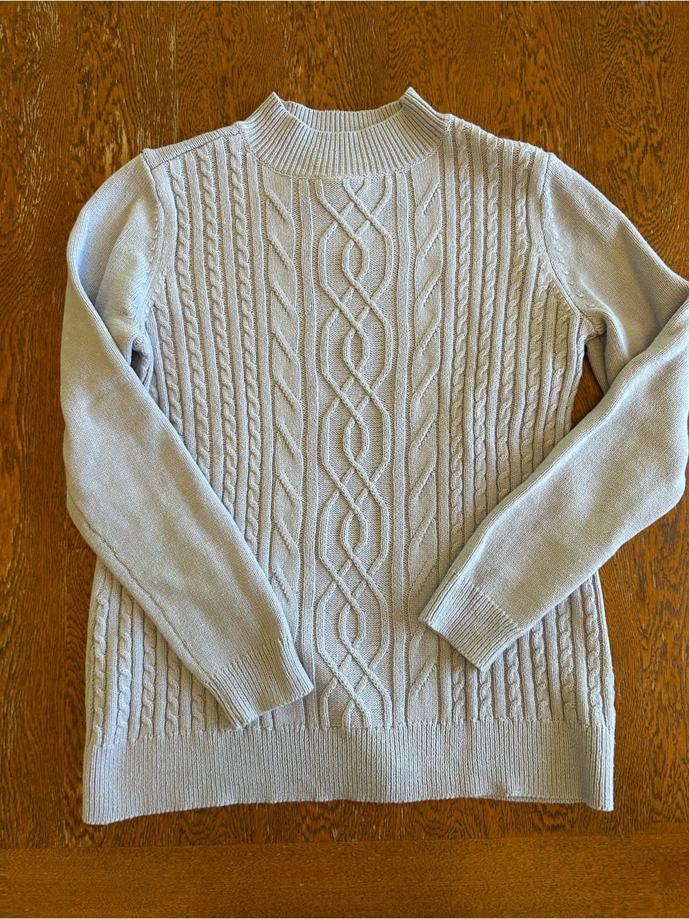 Karen Scott Baby Blue Cable Turtleneck Sweater